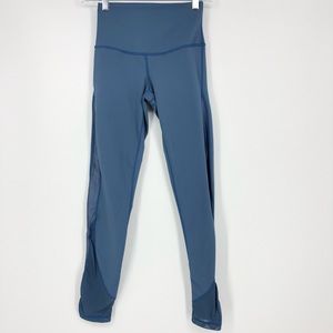 DYI Blue Leggings Size Small High Rise Mesh Ankle Sides